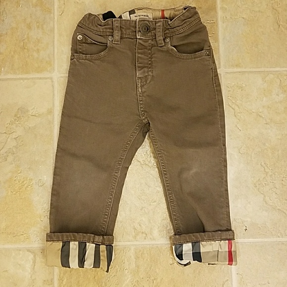 Burberry Other - BURBERRY boys olive denim nova check cuff jeans 2Y